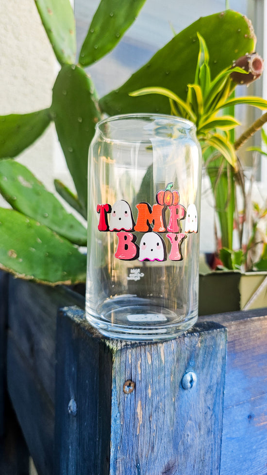 Tampa Bay Fall Themed Spooky Ghost Can-shaped glass - Abbicreates Studio