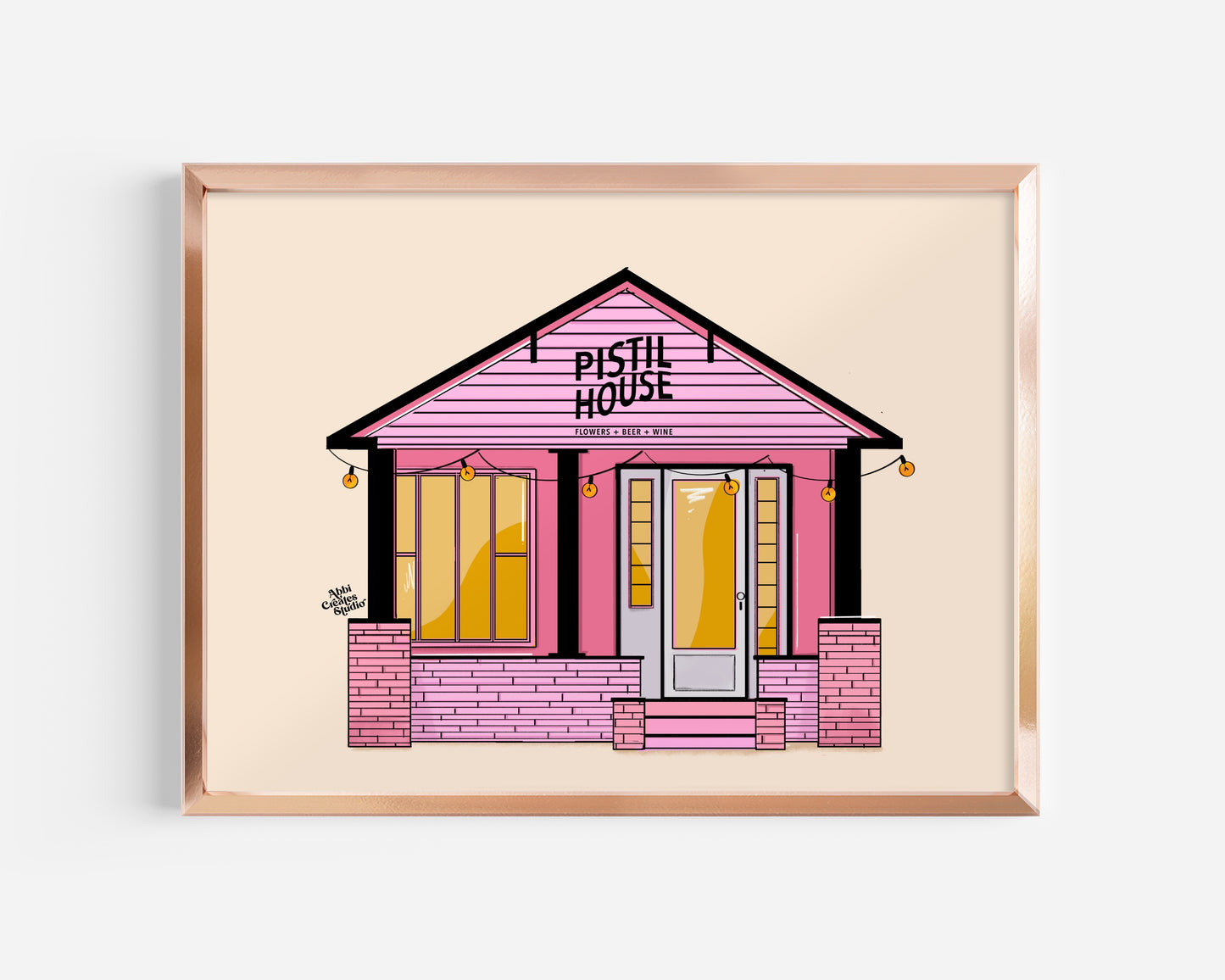 Charming Pistil House Art Print – St. Petersburg Coffee Shop Illustration