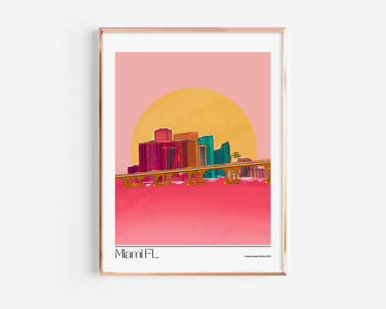 Load image into Gallery viewer, Immerse yourself in the refined beauty of Miami, Florida with our meticulously crafted Miami Florida Art Print. This digital masterpiece captures the essence of this dynamic city, adding a touch of sophistication and allure to your art collection. Elevate your space and indulge in the captivating charm of Miami with this extraordinary artwork.
