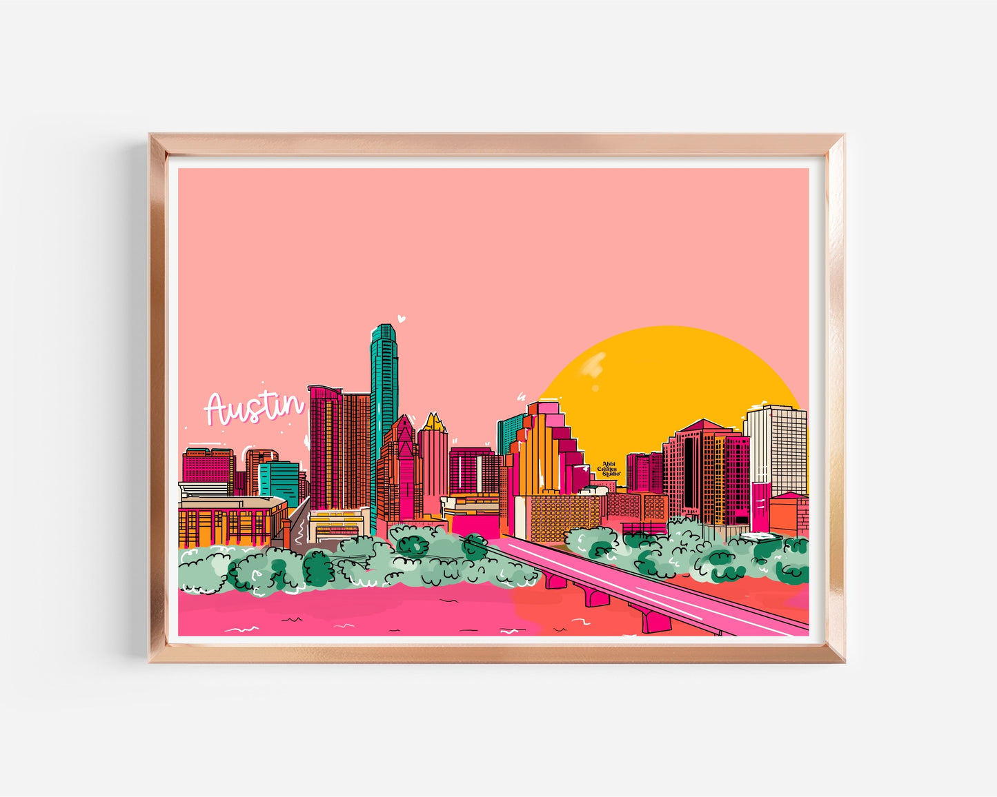 Austin Texas Skyline Art Print 11x14 by Abbicreates Studio - Abbicreates Studio