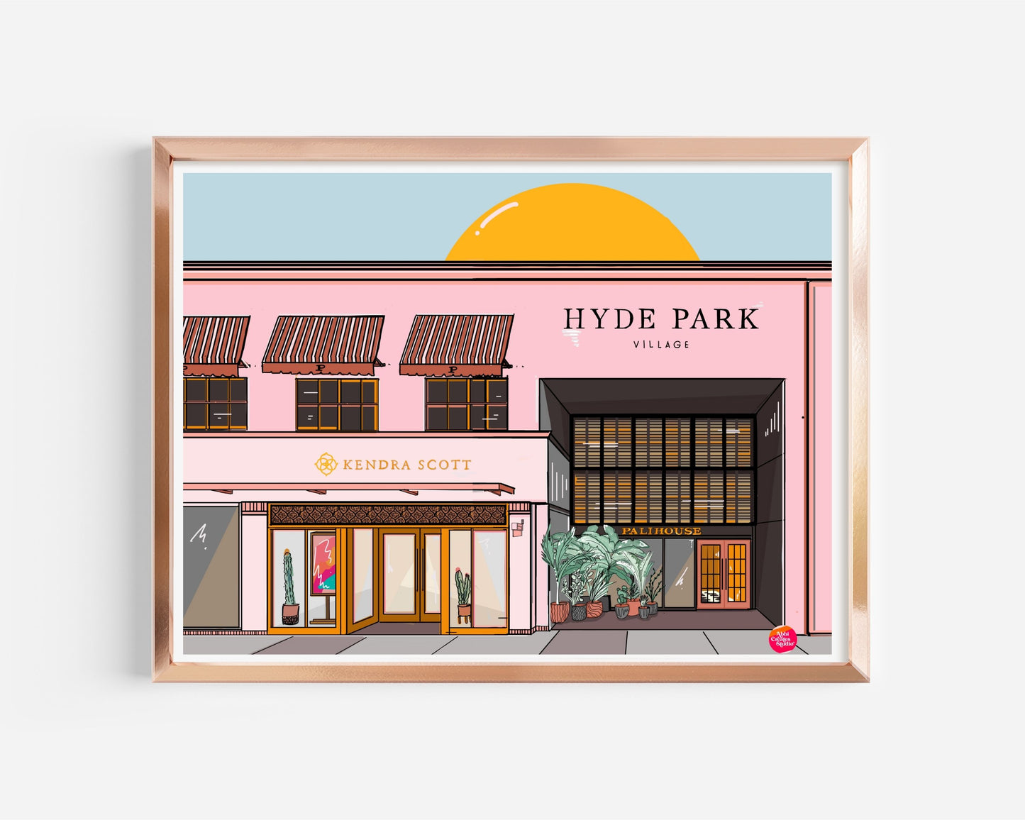 Hyde Park Village Art Print - Featuring Kendra Scott and Palihouse Hotel by Abbicreates Studio 11x14 - Abbicreates Studio