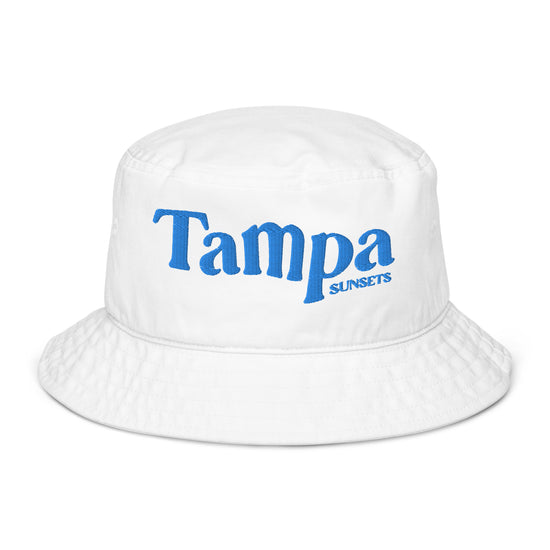 Tan Bucket Hat with "Tampa Sunsets" Embroidery | 100% Organic Cotton - Abbicreates Studio