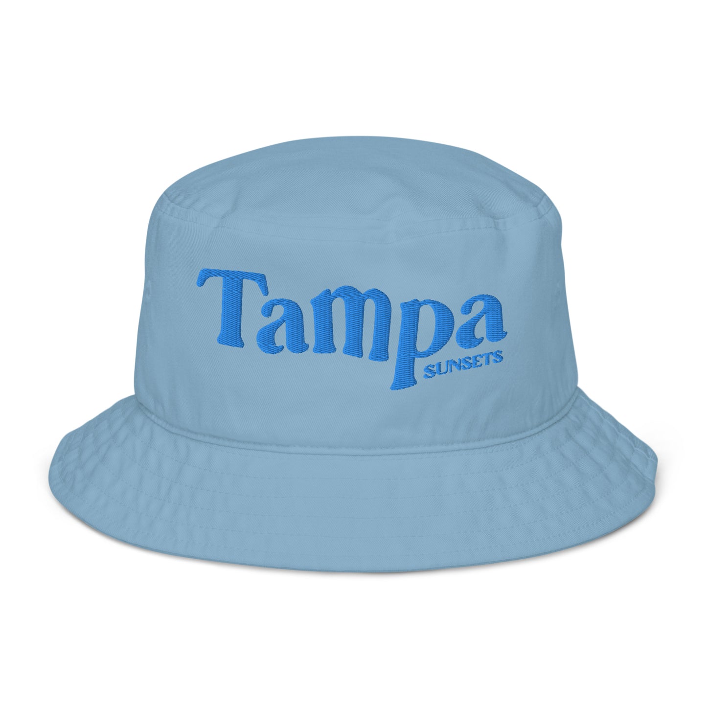 Tan Bucket Hat with "Tampa Sunsets" Embroidery | 100% Organic Cotton - Abbicreates Studio