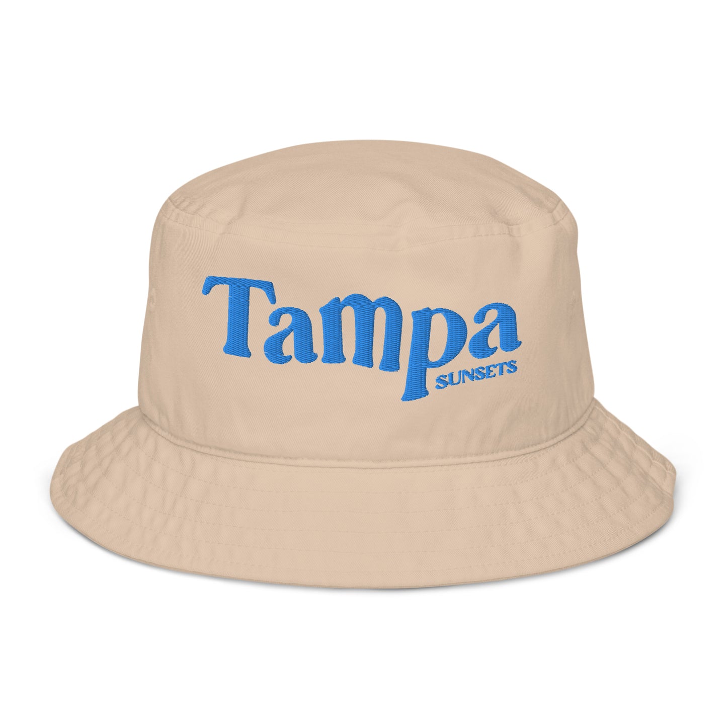 Tan Bucket Hat with "Tampa Sunsets" Embroidery | 100% Organic Cotton