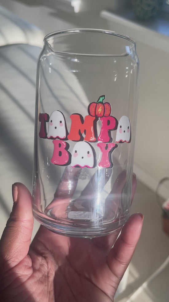 Tampa Bay Fall Themed Spooky Ghost Can-shaped glass