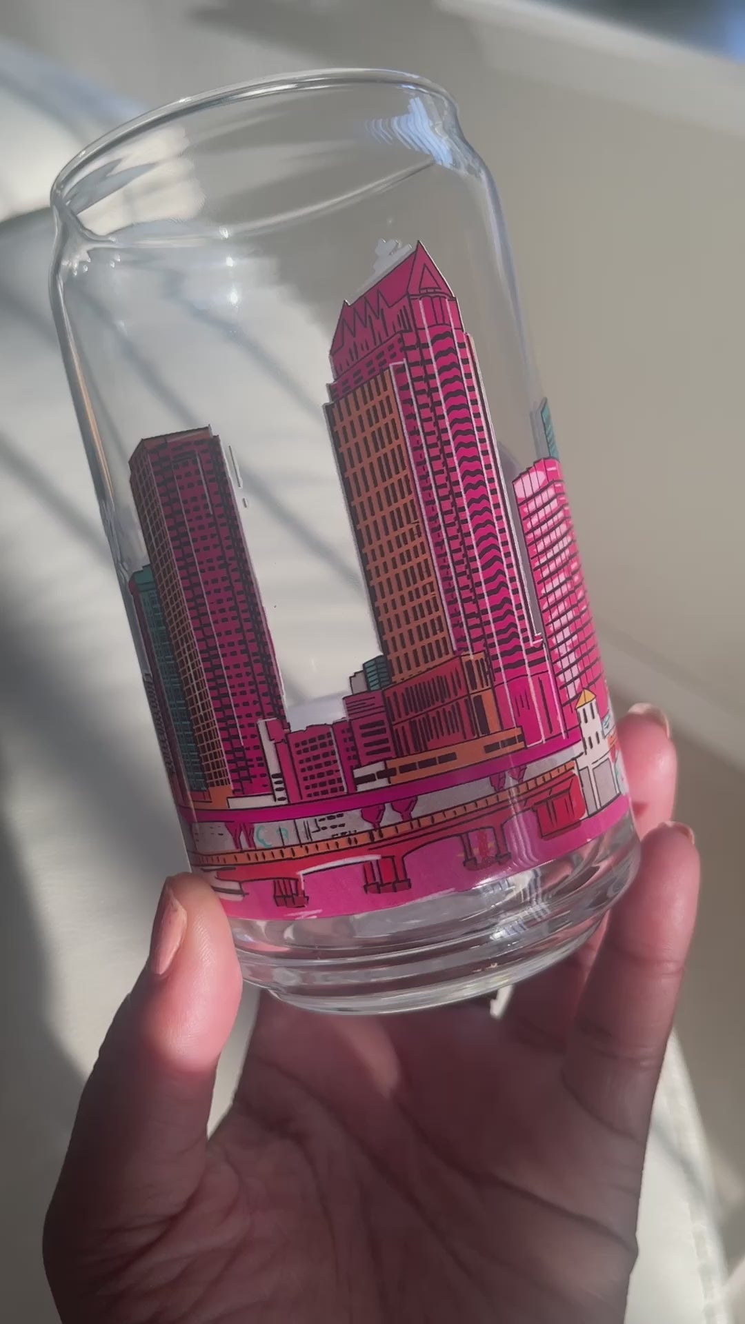 Load and play video in Gallery viewer, Tampa Bay Skyline Can-shaped glass
