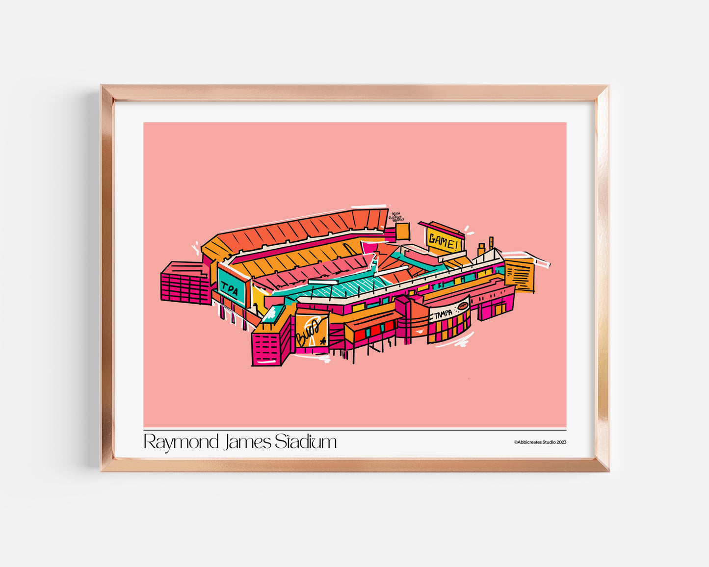 Discover our captivatingly revamped Raymond James Stadium Art Print, capturing the energy of this iconic sports venue. This high-quality JPEG digital download is optimized for a 16x20-inch print, vividly depicting every detail. Print it at home or at your preferred print shop for an exceptional art experience. No physical print will be shipped.