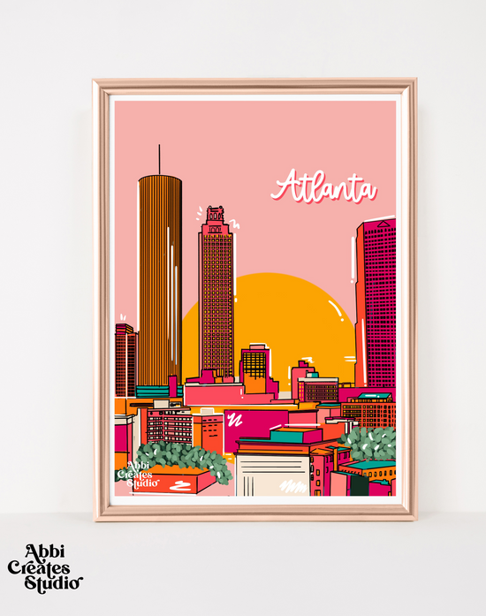 Load image into Gallery viewer, Downtown Atlanta Skyline Art print - Abbicreates Studio
