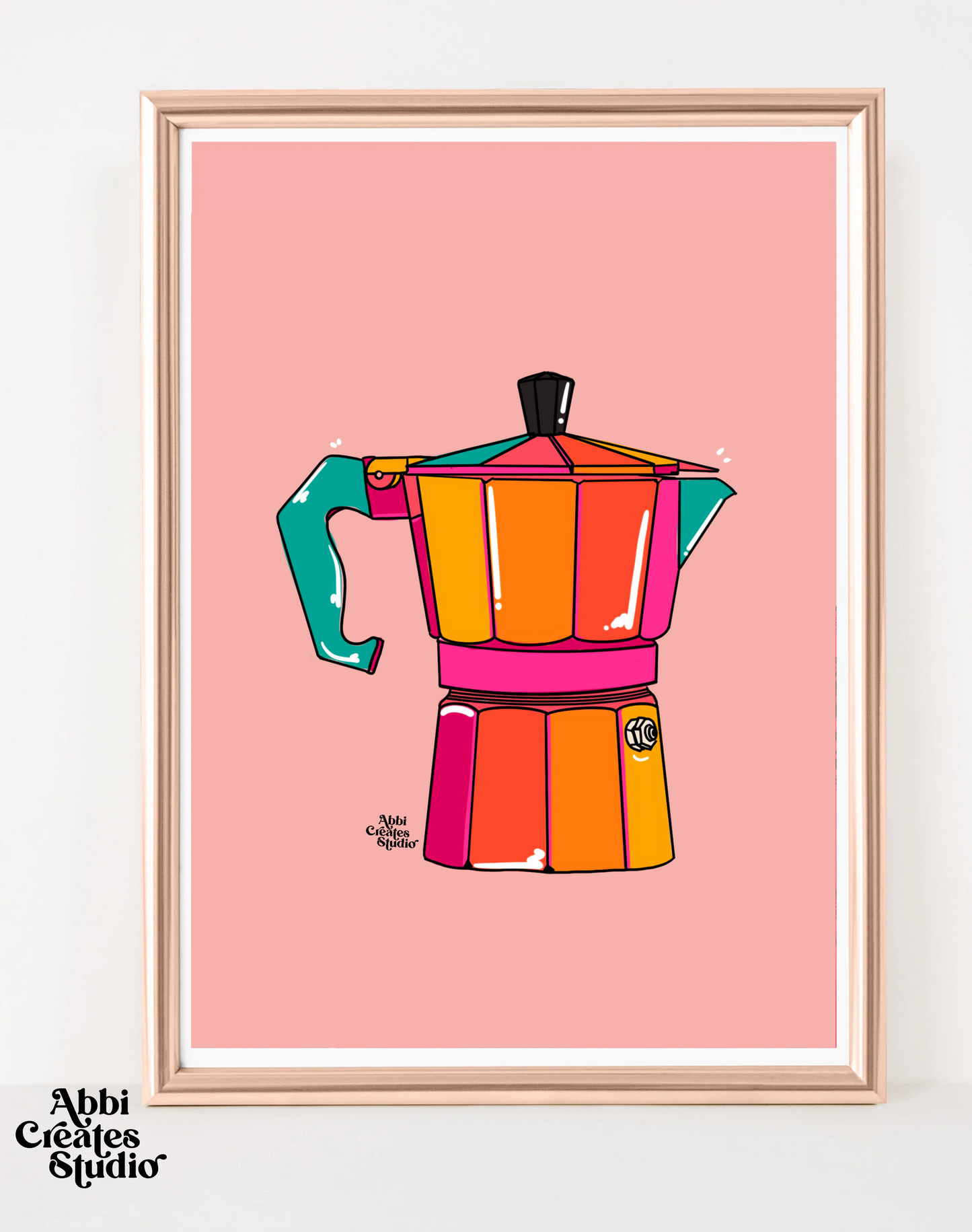 Kitchen Italian coffee maker art print - Abbicreates Studio