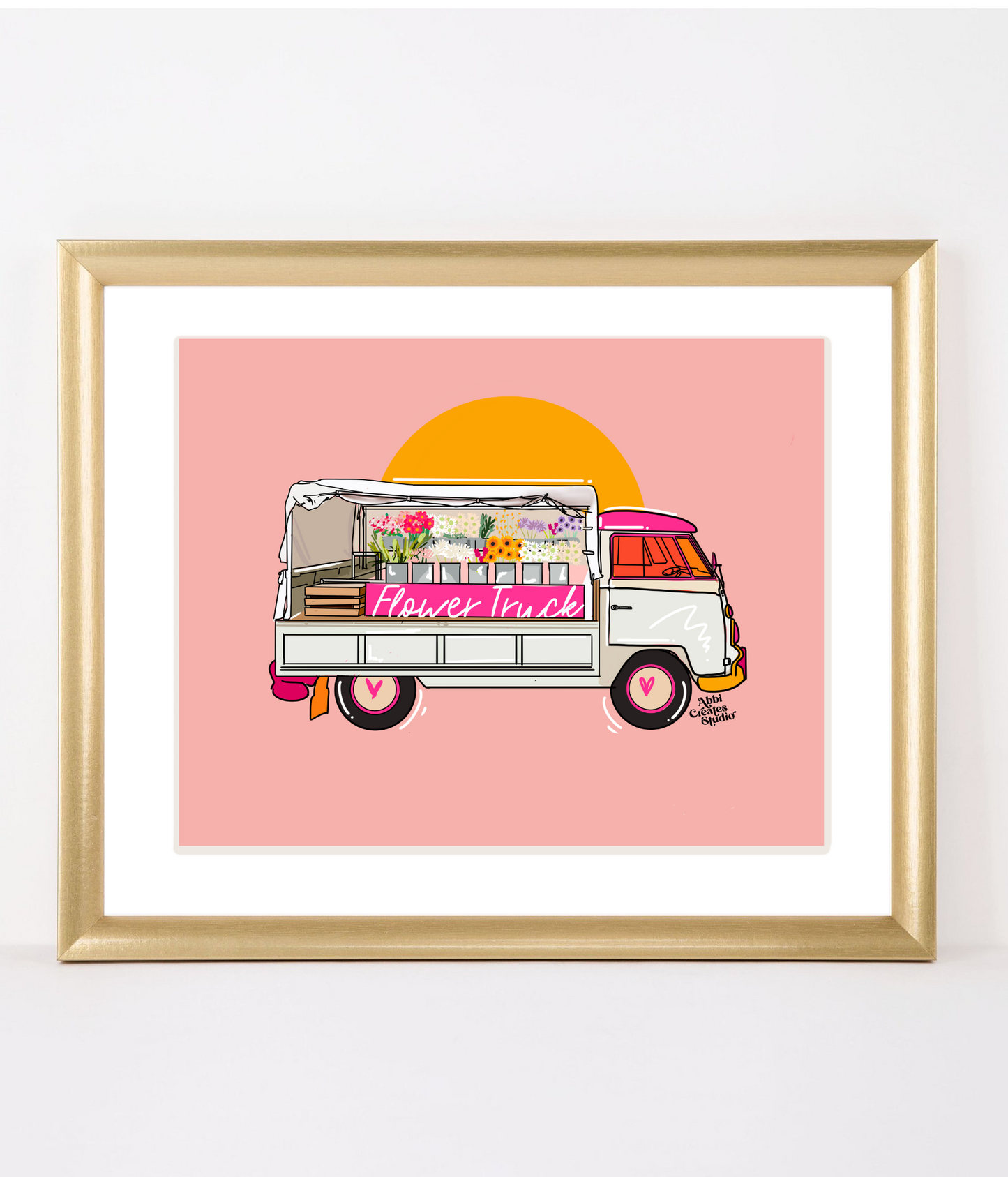 Colorful Flower Truck Art Print - Abbicreates Studio